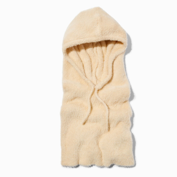 Ivory Mohair Hoodie Hat,