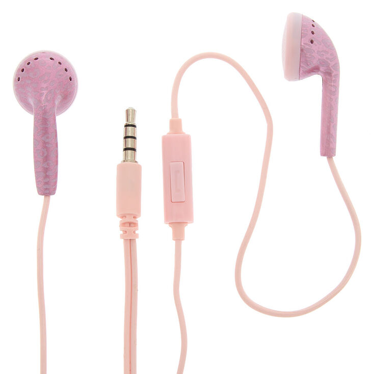 Metallic Leopard Earbuds - Pink,