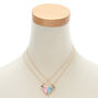 Lot de 2&nbsp;colliers &agrave; pendentif best friends c&oelig;ur lama couleur dor&eacute;,