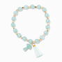 Mint Mushroom &amp; Tassel Beaded Stretch Bracelet,