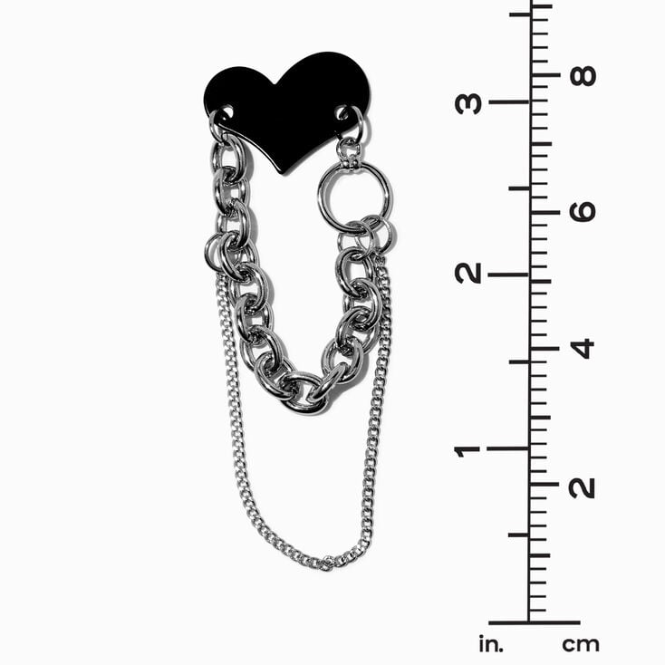 Black Heart Chain Link 3&quot; Drop Earrings ,