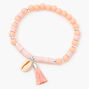 Cowrie Shell Beaded Stretch Bracelet - Coral Pink,