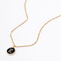 Black Enamel Initial Pendant Gold Necklace - K,