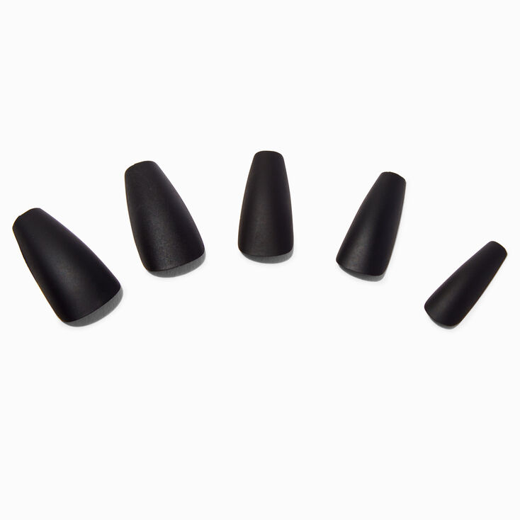 Matte Black Squareletto Vegan Faux Nail Set - 24 Pack,