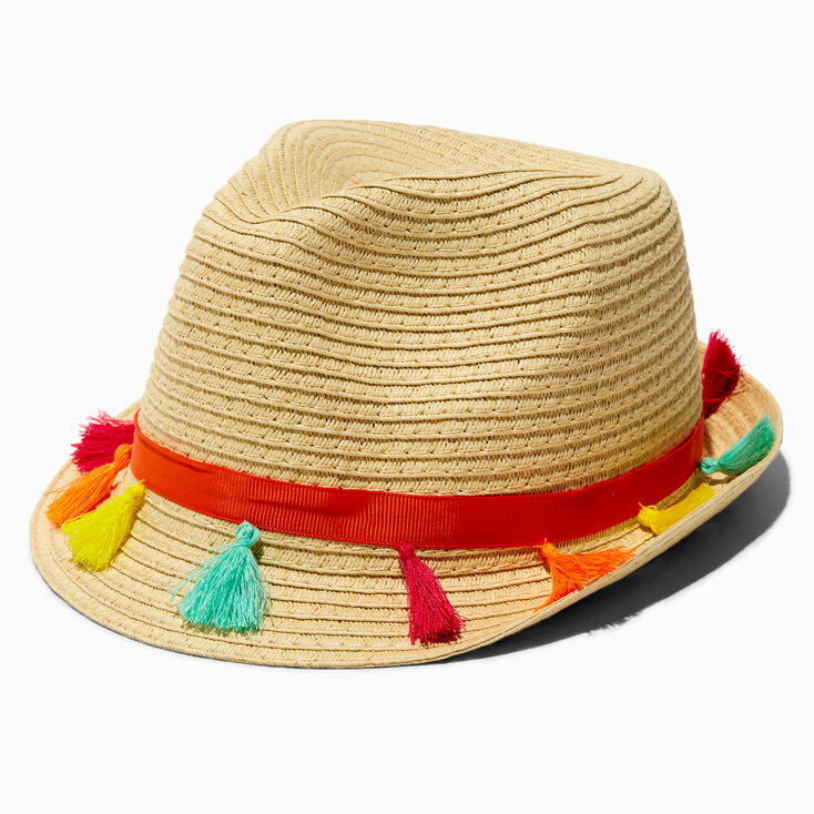 Claire&#39;s Club Tropical Tassel Fedora Hat,