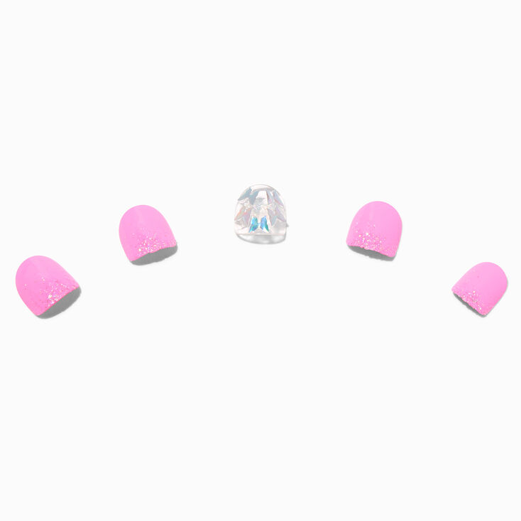 Faux ongles autocollants vegan carr&eacute;s &agrave; paillettes roses papillon Claire&#39;s&nbsp;Club - Lot de 10,