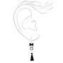 Black and White Cat 3&quot; Tassel Drop Earrings,