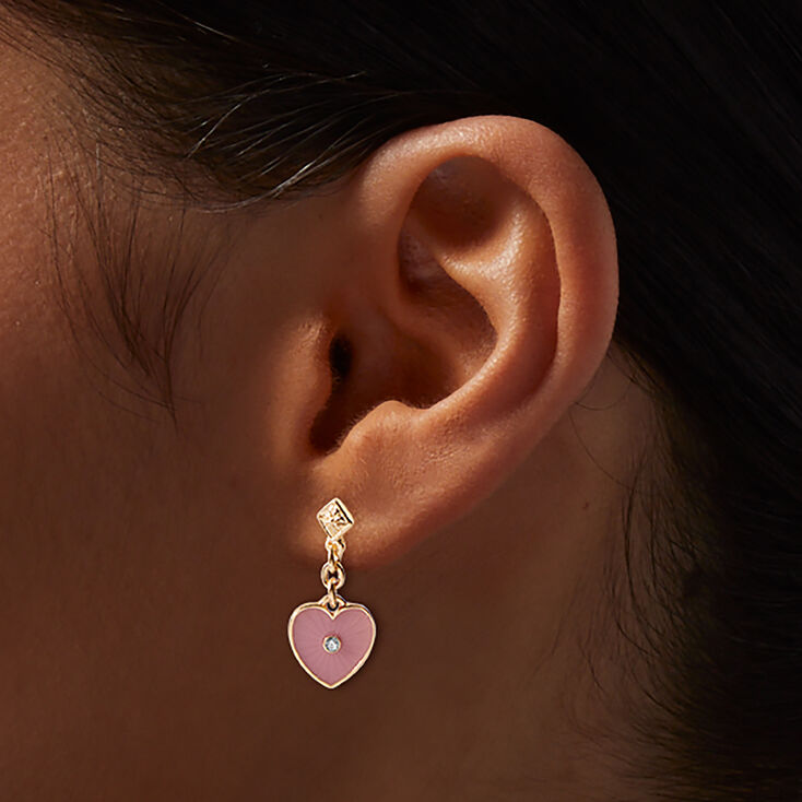 Blush Pink Heart Micro Drop Earrings,
