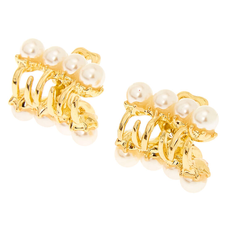 Claire's Mini pinces à cheveux avec perles d’imitation vintage couleur doré - Lot de 2