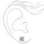 Silver-tone Cubic Zirconia 7mm Square Stud Earrings,