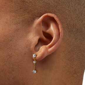 C LUXE by Claire&#39;s 18kt Gold Plated Cubic Zirconia Opal Pearl Micro Drop Earrings,