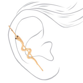 Gold Textured Snake Ear Cuff Pin,