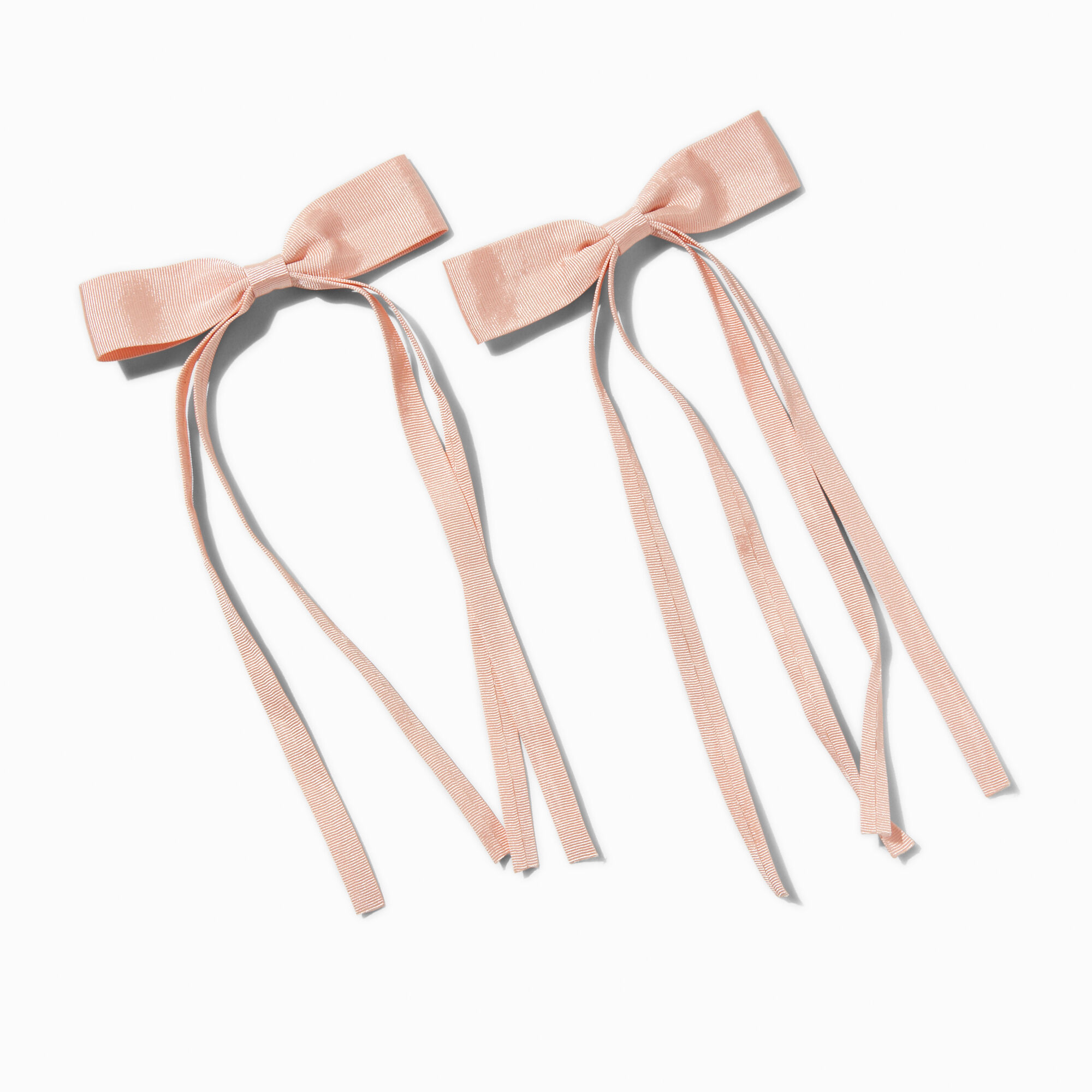 View Claires Blush Grosgrain Ribbon Long Tail Hair Bow Clips 2 Pack Pink information