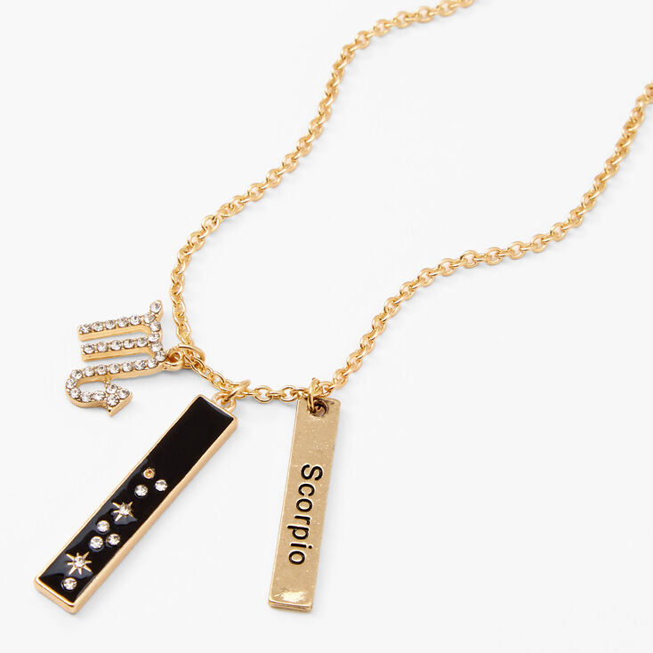 Gold-tone Zodiac Symbol Pendant Charm Necklace - Scorpio,