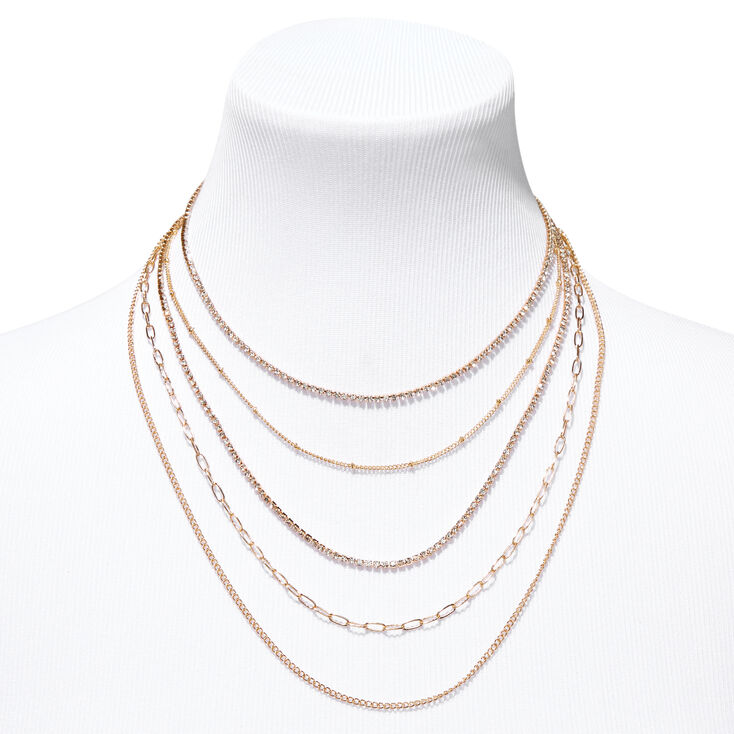 Gold Delicate Chain Multi Strand Necklace,