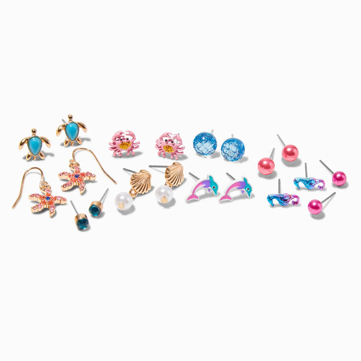 Nautical Sea Life Earrings Set - 10 Pack,