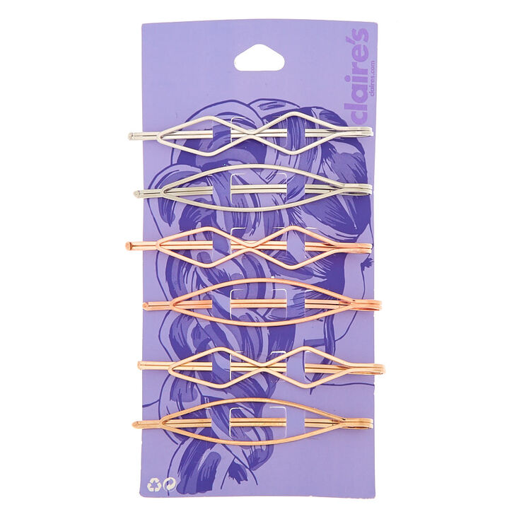 Mixed Metal Geometric Hair Pins - 6 Pack,