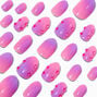 Pink &amp; Purple Gemstone Stiletto Press On Vegan Faux Nail Set - 24 Pack,