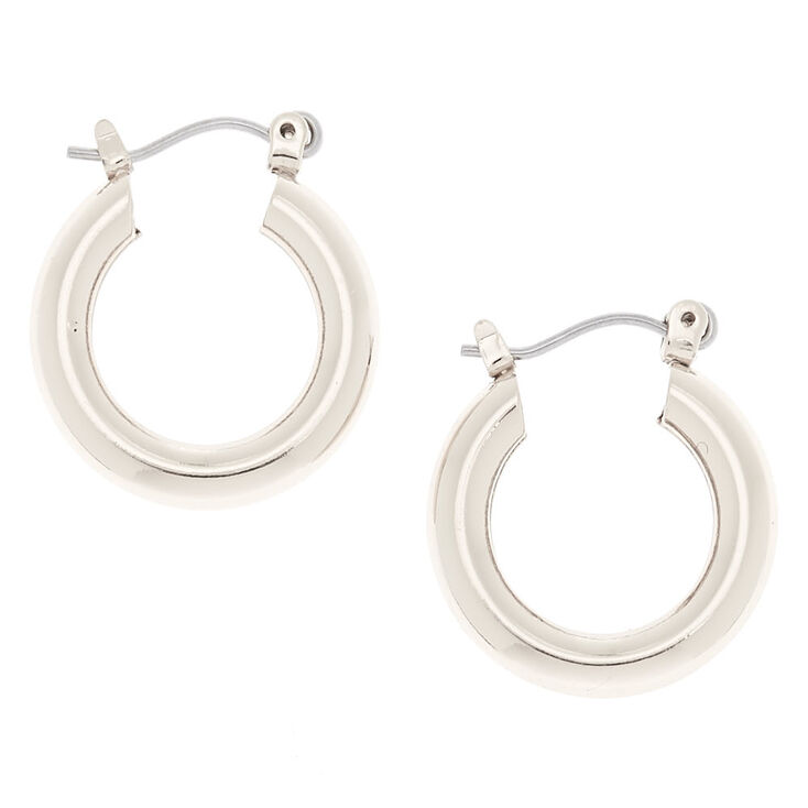 Silver 20MM Tube Hoop Earrings,