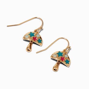Gold Star Mushroom 0.5&quot; Drop Earrings,