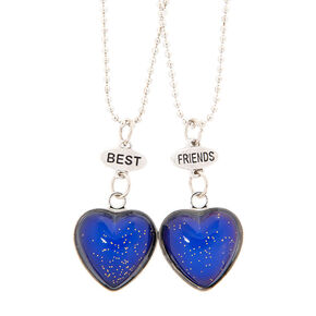 Best Friends Glitter Mood Heart Pendant Necklaces,
