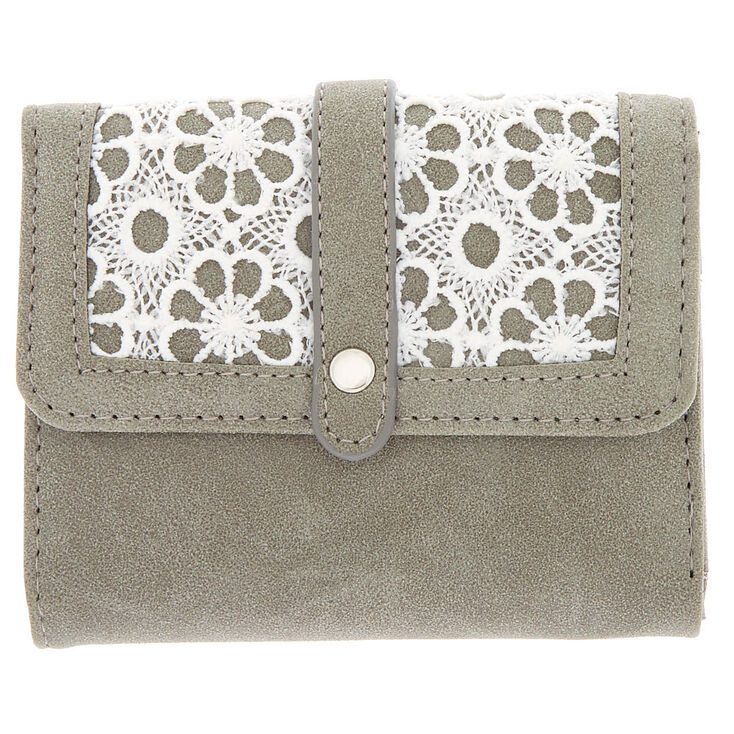 Claire's Porte-feuille 3 compartiments gris style crochet