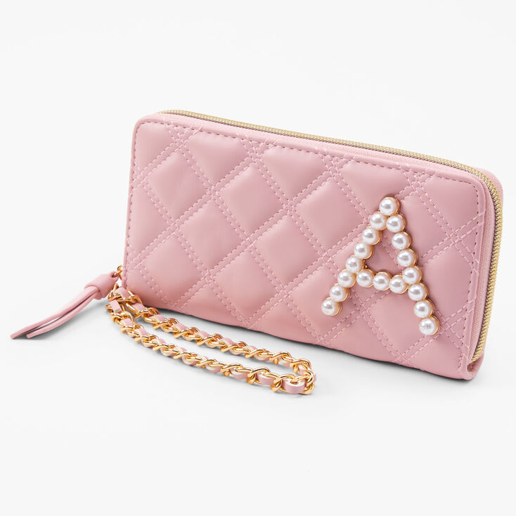 Initial Pearl Wristlet - Pink, A,