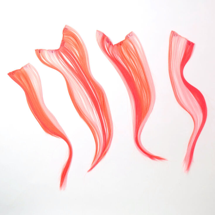 Claire's Extensions de cheveux synthétiques à clip avec dégradé de couleurs - Abricot, lot de 4