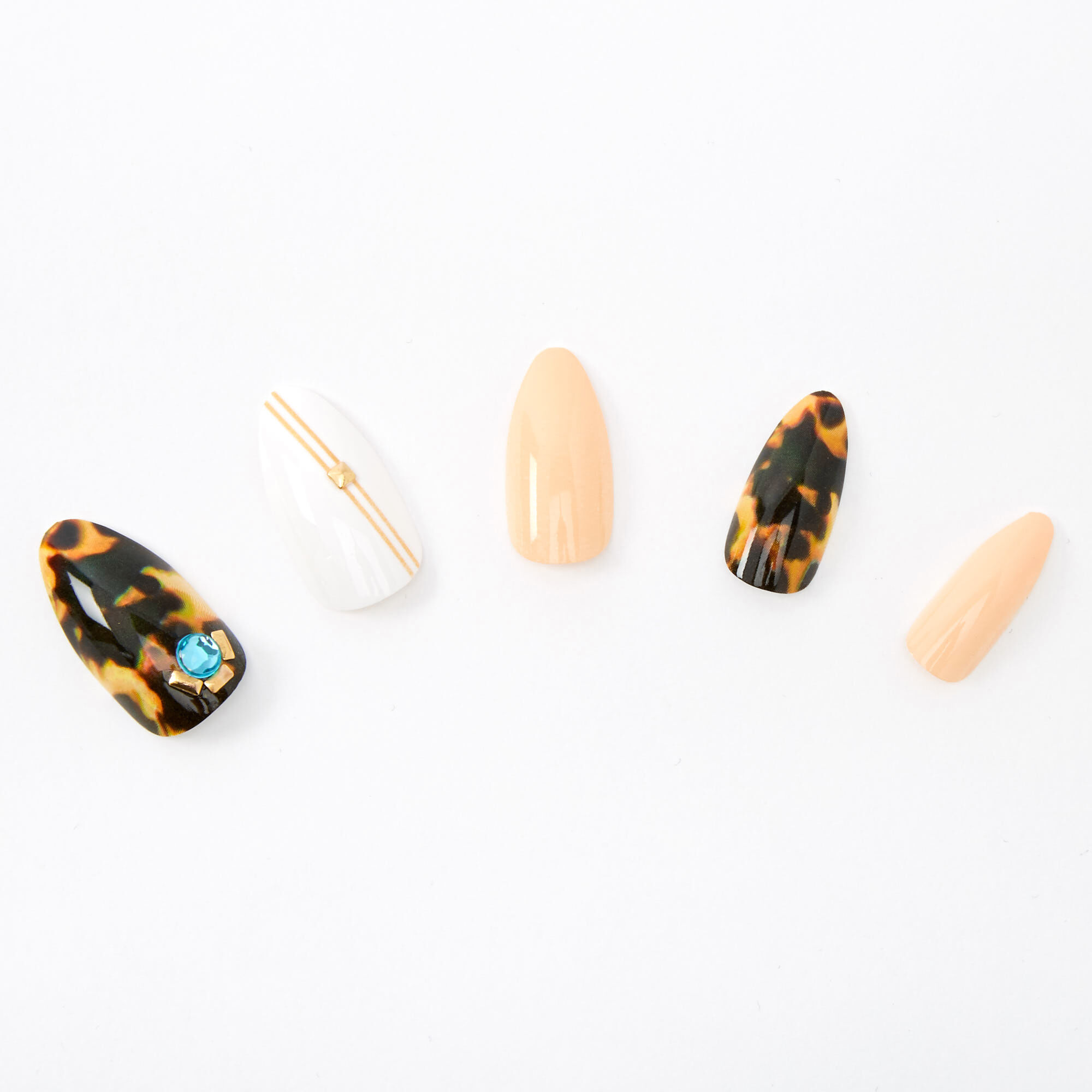 Tortoiseshell Bling Stiletto Faux Nail Set 24 Pack Claire S