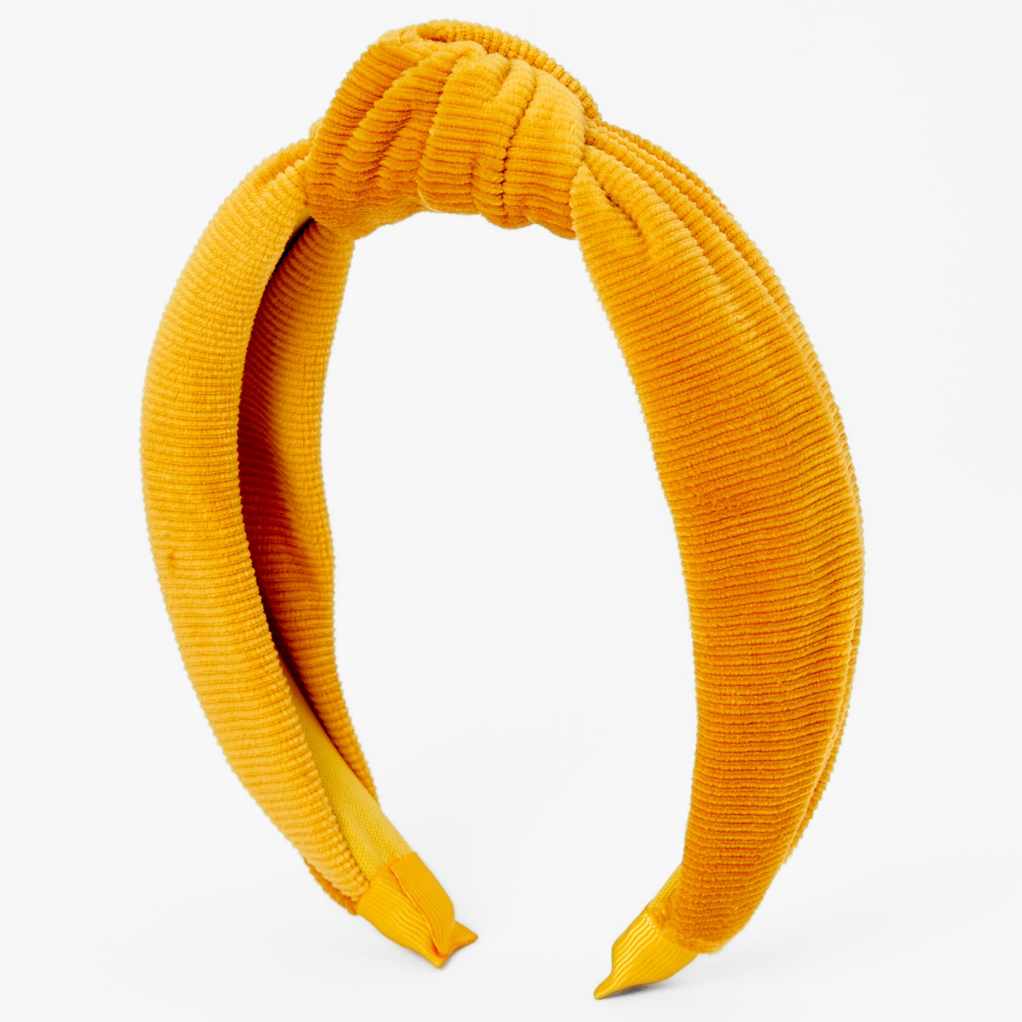 Knotted Ribbed Knit Headband - Mustard,