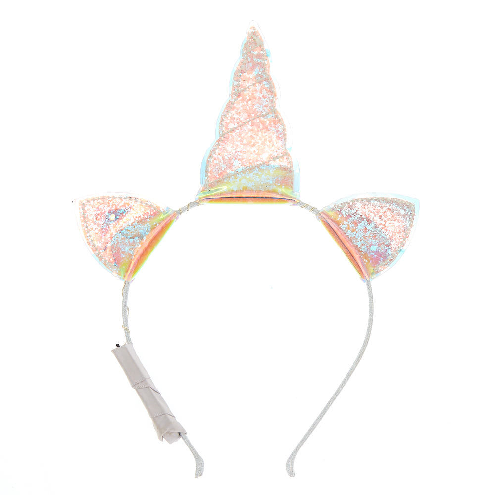 Light Up Iridescent Unicorn Cat Ears Headband,