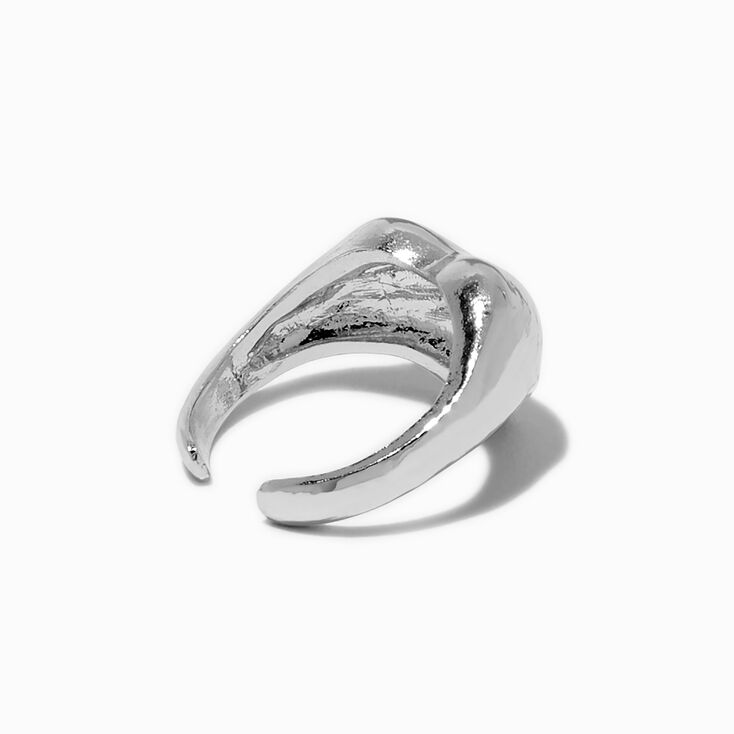 Silver-tone Puffy Heart Ear Cuff,