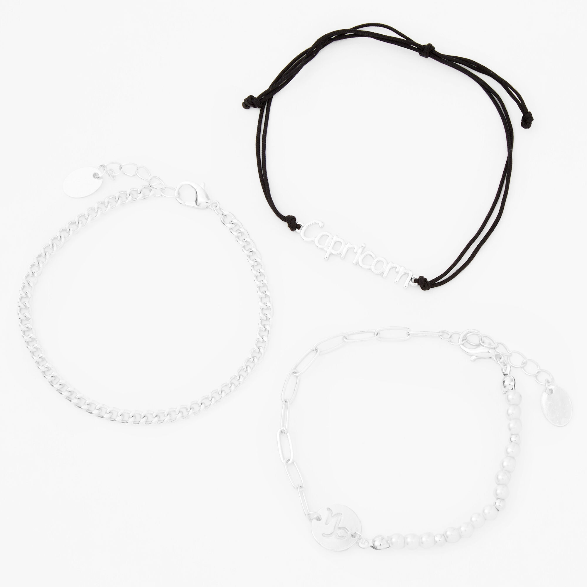 Lot de bracelets zodiaque couleur argentée - Lot de 3, Capricorne,