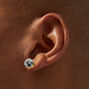 Gold-tone Stainless Steel Cubic Zirconia 8mm Basket Stud Earrings,