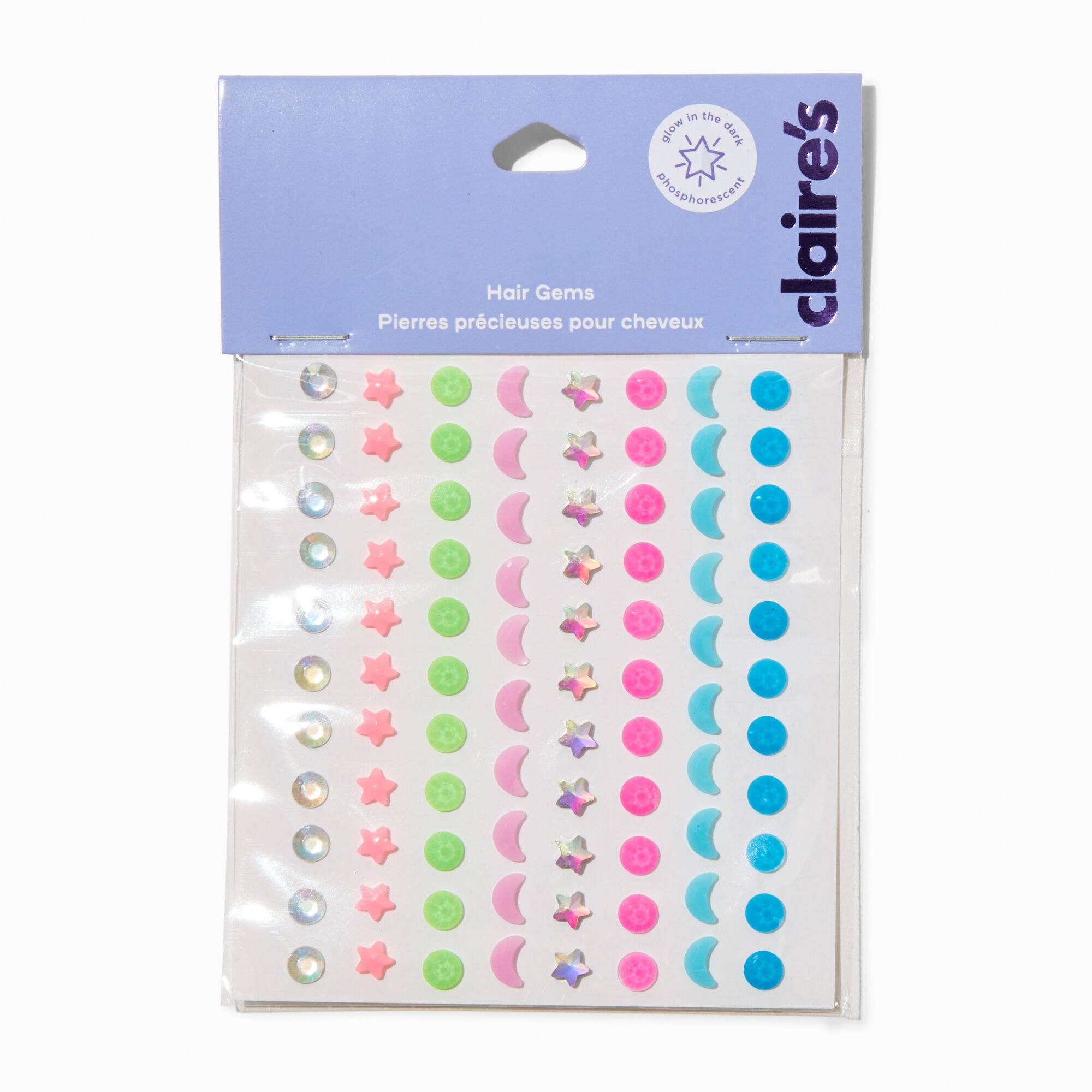 Glow in the Dark Hair Gems - 80 Pack,