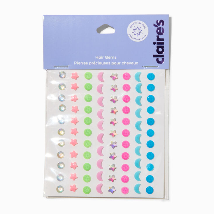 Glow in the Dark Hair Gems - 80 Pack,