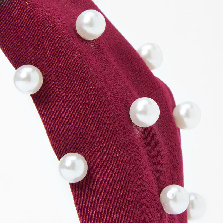 Pearl Knotted Headband - Burgundy,