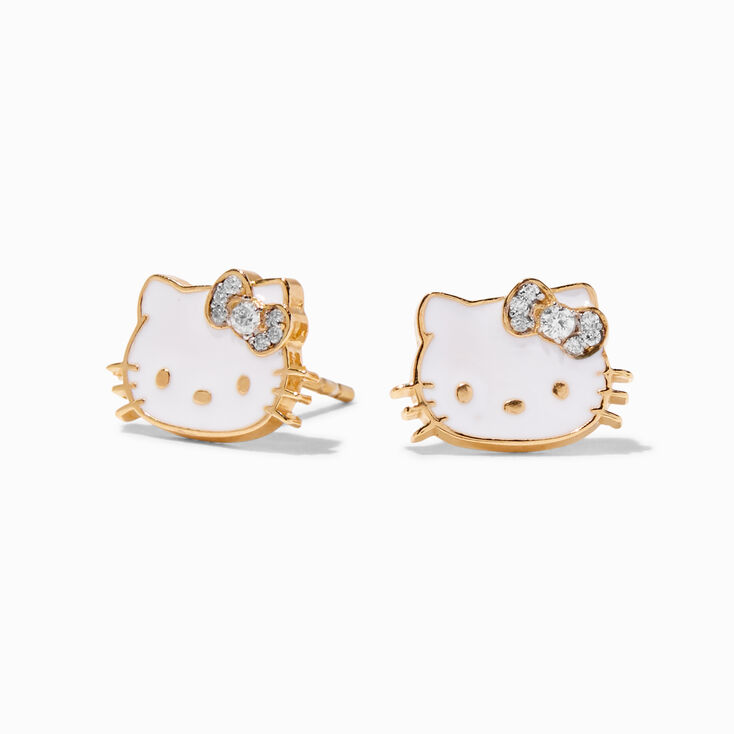 Hello Kitty&reg; 50th Anniversary Claire&#39;s Exclusive Sterling Silver 1/20 ct. tw. Lab Grown Diamond &amp; Enamel Stud Earrings,