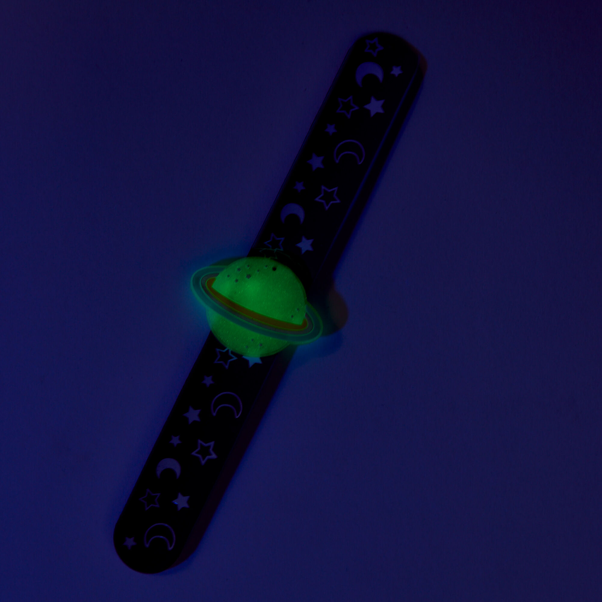 Purple Glow In The Dark Planet & Stars Slap Bracelet,