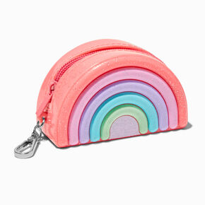Porte-cl&eacute;s porte-monnaie en silicone arc-en-ciel,