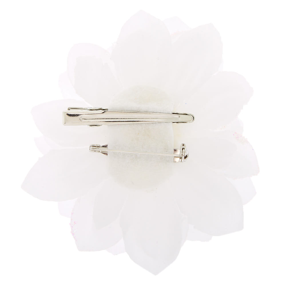 Lotus Hair Flower Barrette - White,