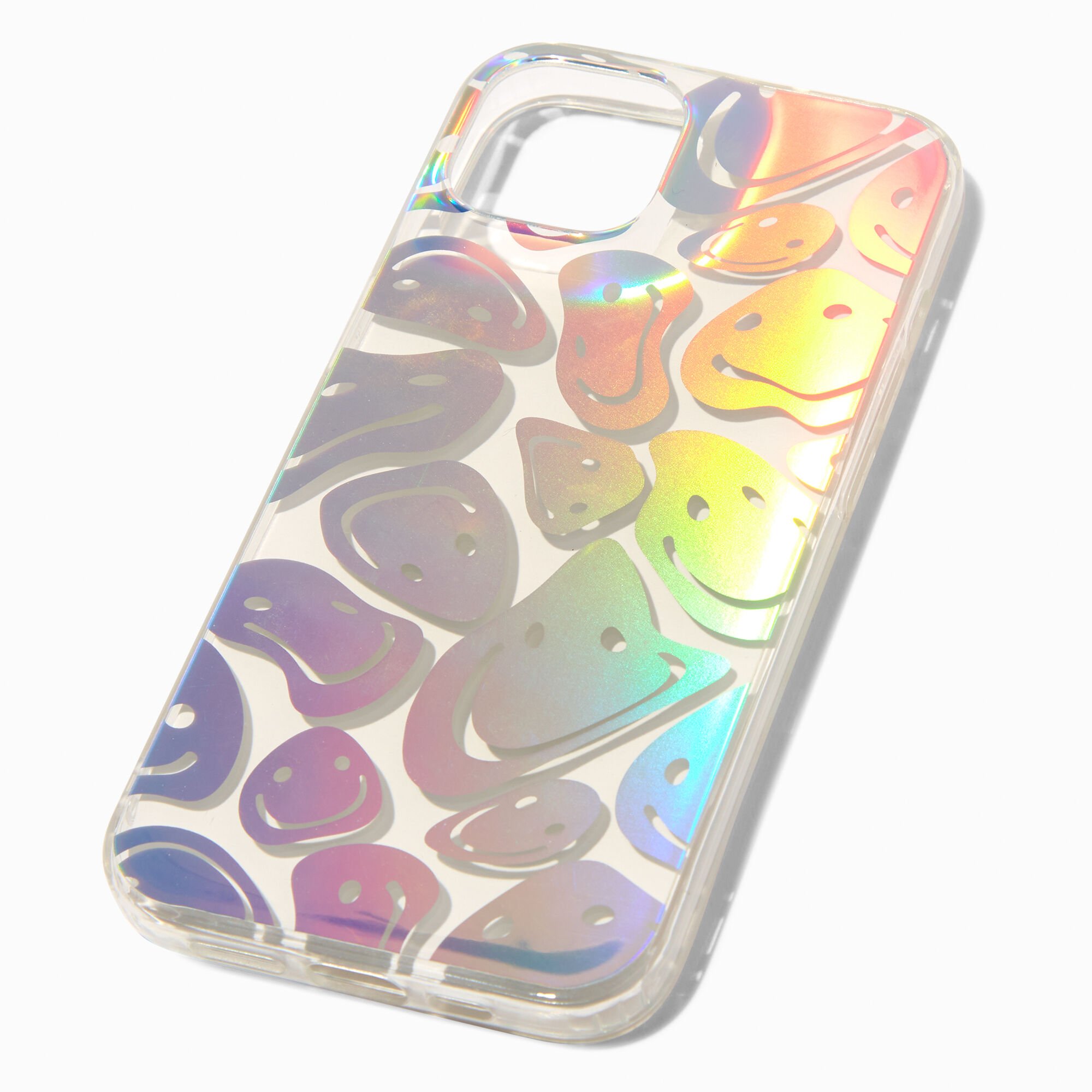 View Claires Holographic Happy Face Protective Phone Case Fits Iphone 1314 information