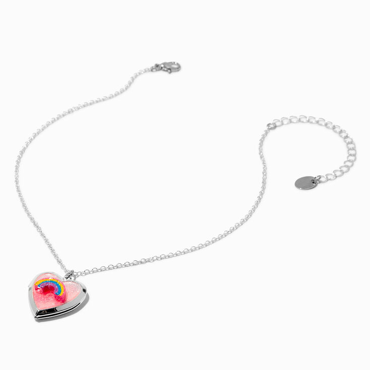Claire&#39;s Club Rainbow Locket Silver-tone Necklace,