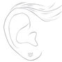 Silver Cubic Zirconia Cat Face Stud Earrings,