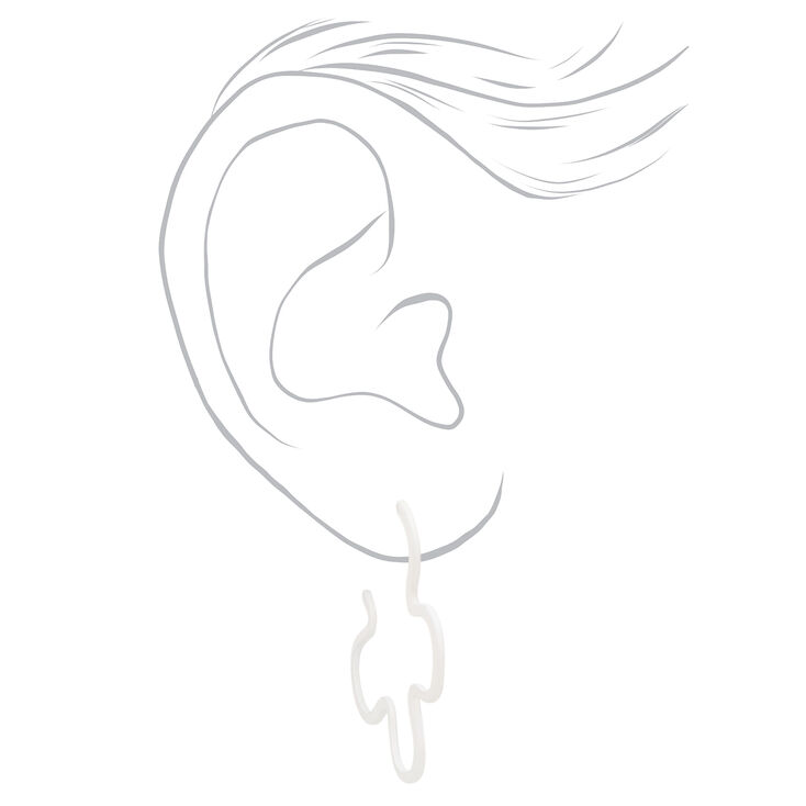 White 40MM Floral Cutout Hoop Earrings,
