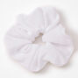 Medium White Ribbed Hair Scrunchie,