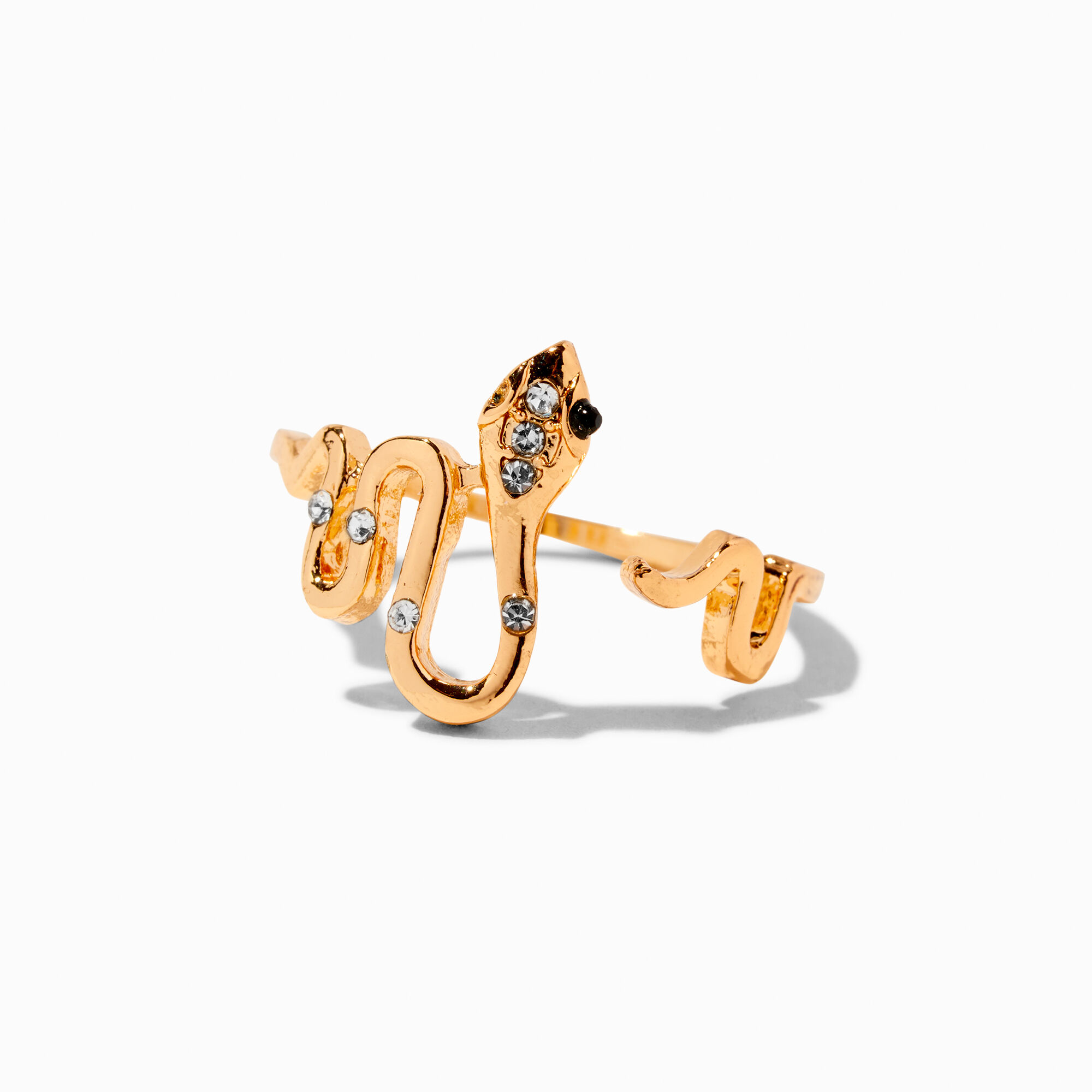 View Claires Embellished Squiggle Snake Ring Gold information