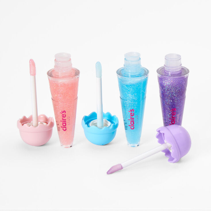 Claire&#39;s Club Glitter Ice Cream Lip Gloss Set - 3 Pack,