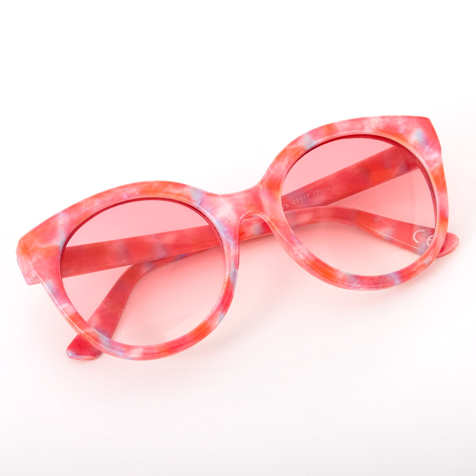 Tie Dye Rounded Mod Sunglasses - Coral,
