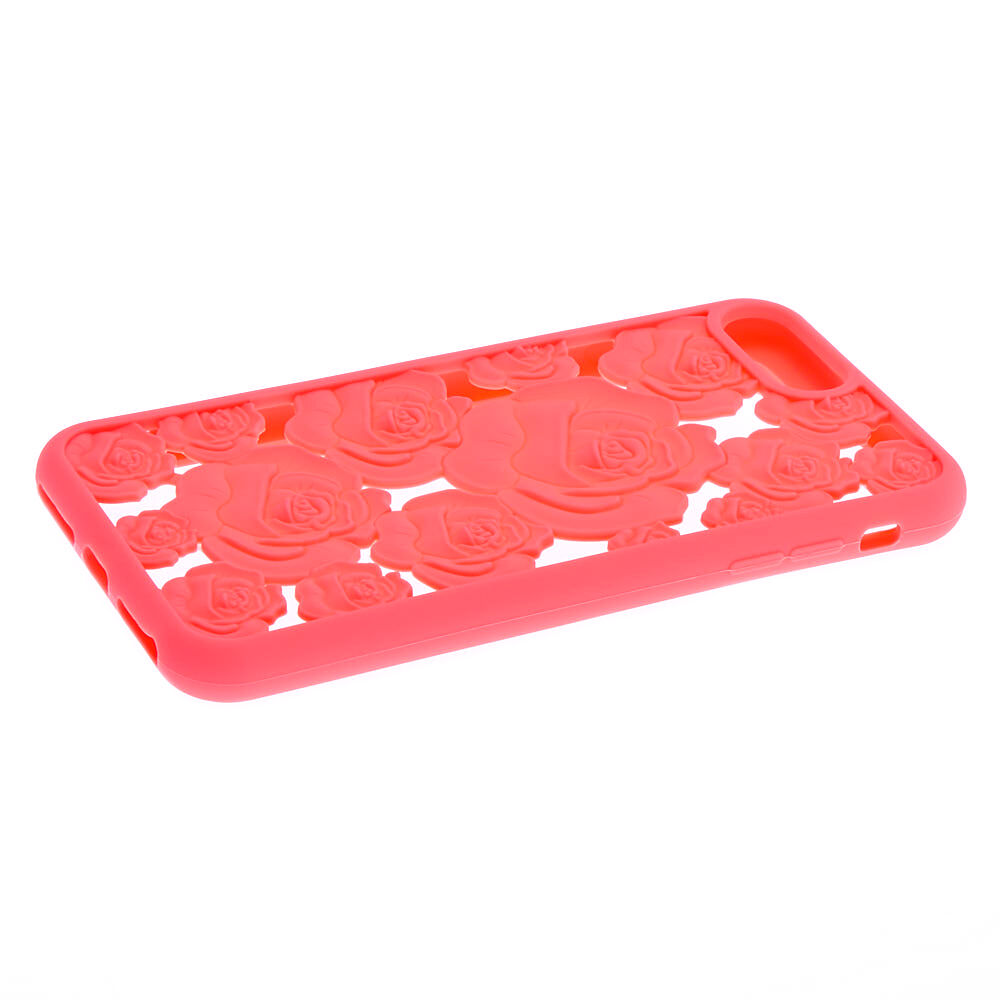 Coral Floral Cut Out Silicone Phone Case - Fits iPhone 6/7/8 Plus,